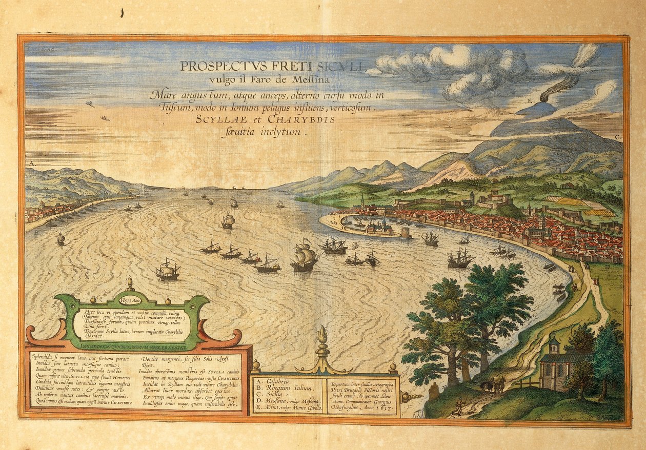 Messinastredet fra verdens byer av Georg Braun av Georg Braun and Hogenberg Franz