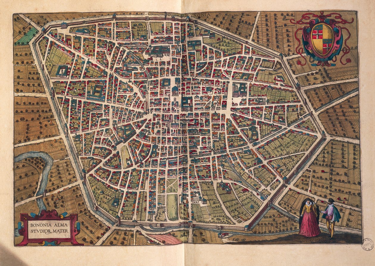 Byen Bologna, fra, Cities of the World av Georg Braun av Georg Braun and Hogenberg Franz