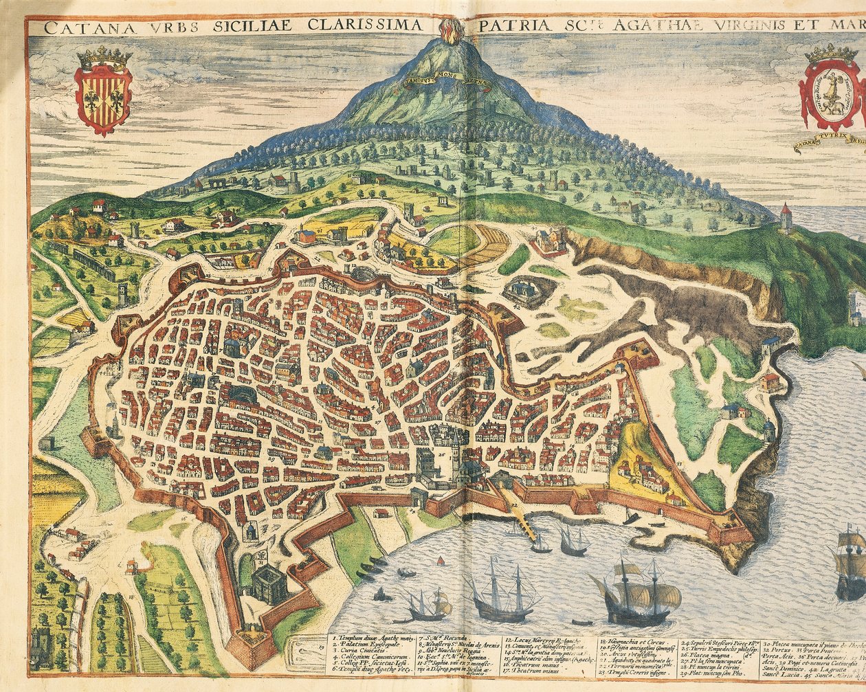 Byen Catania, fra Cities of the World av Georg Braun av Georg Braun and Hogenberg Franz