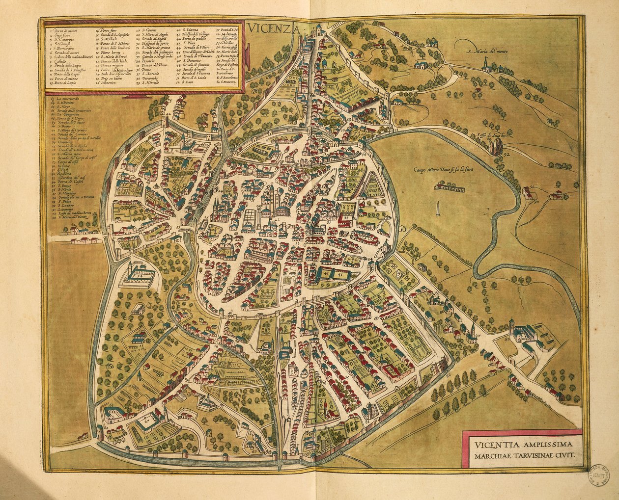 Vicenza fra Cities of the World av Georg Braun av Georg Braun and Hogenberg Franz