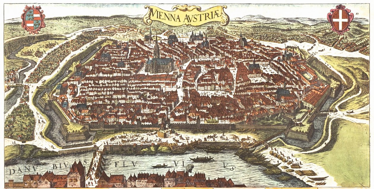 Wien, Østerrike, Wien av Georg and Hogenberg Franz (1535-90) Braun