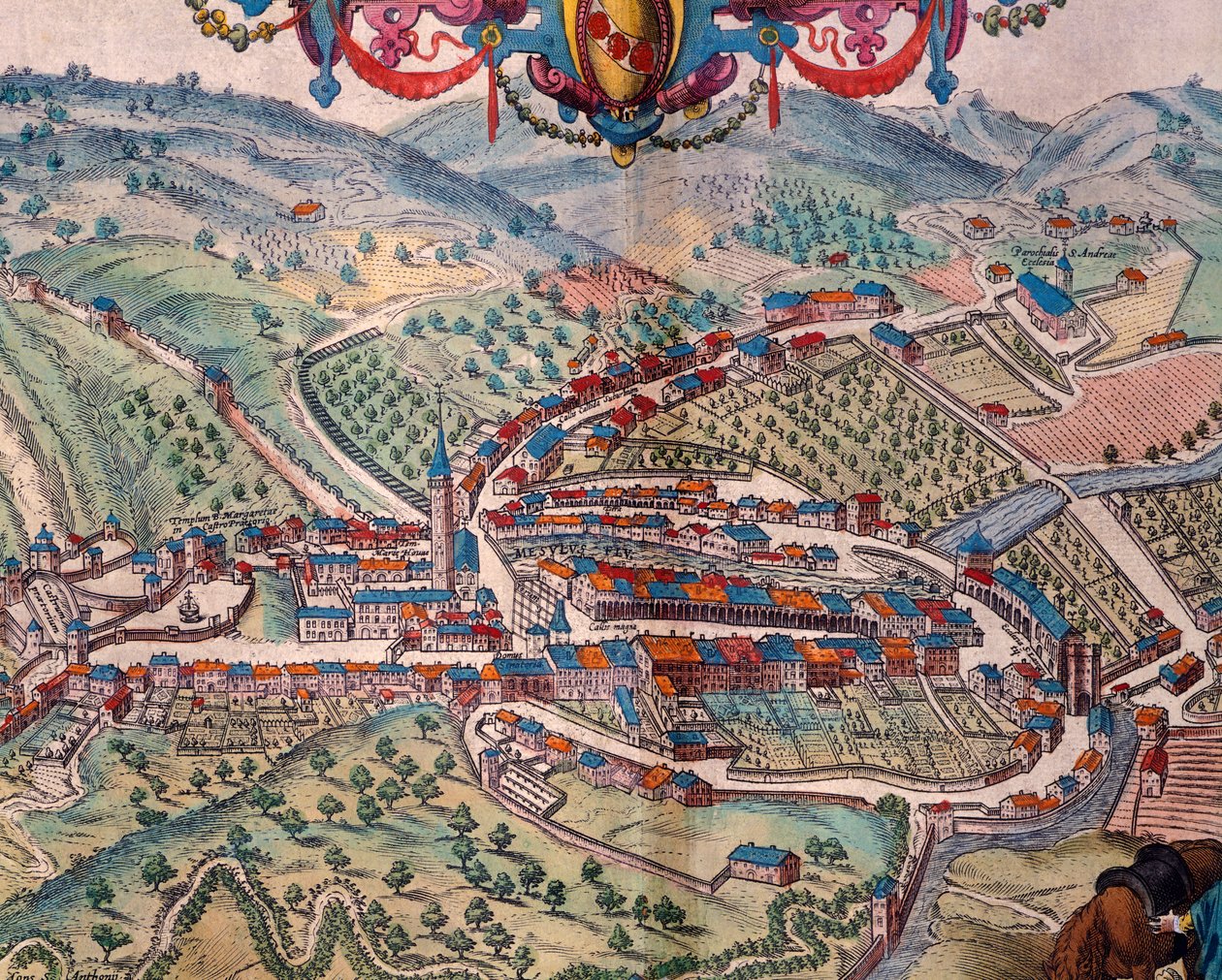 Utsikt over Serravalle Scrivia, av Georg Braun og Franz Hogenberg av Georg Braun and Hogenberg Franz