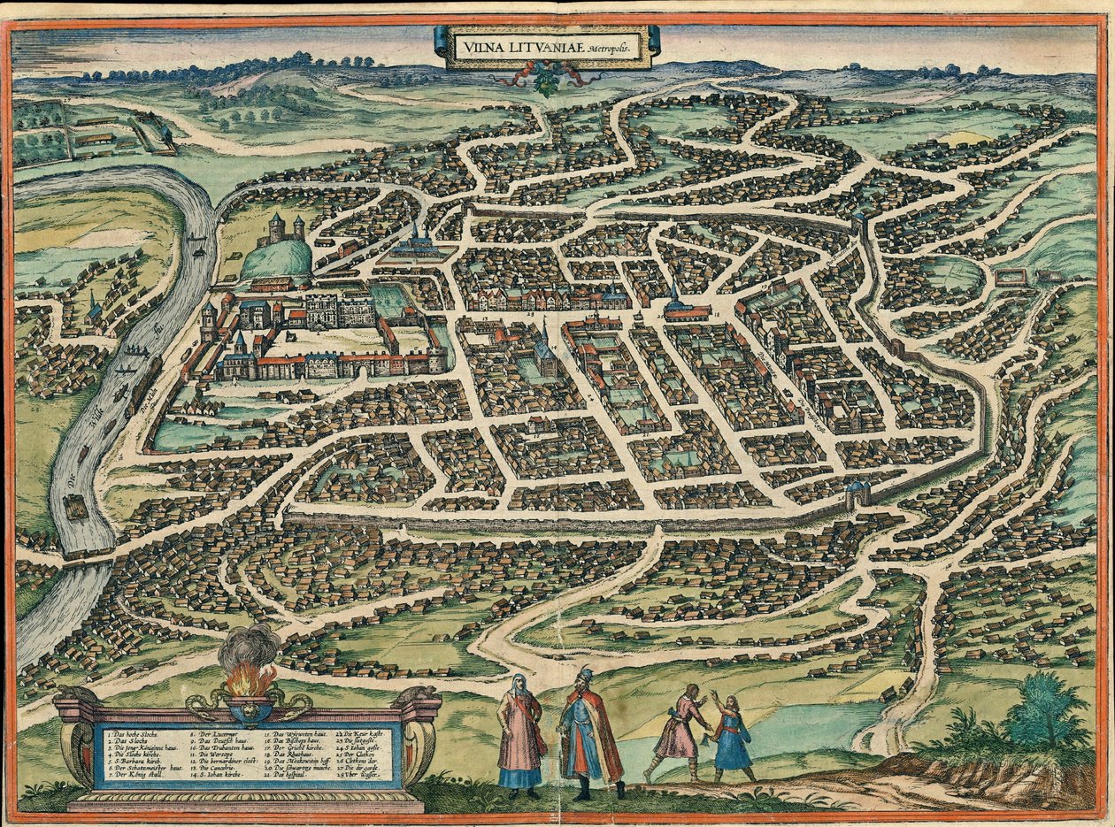 Vilnius, Vilnius, Litauen av Georg and Hogenberg Franz (1535-90) Braun