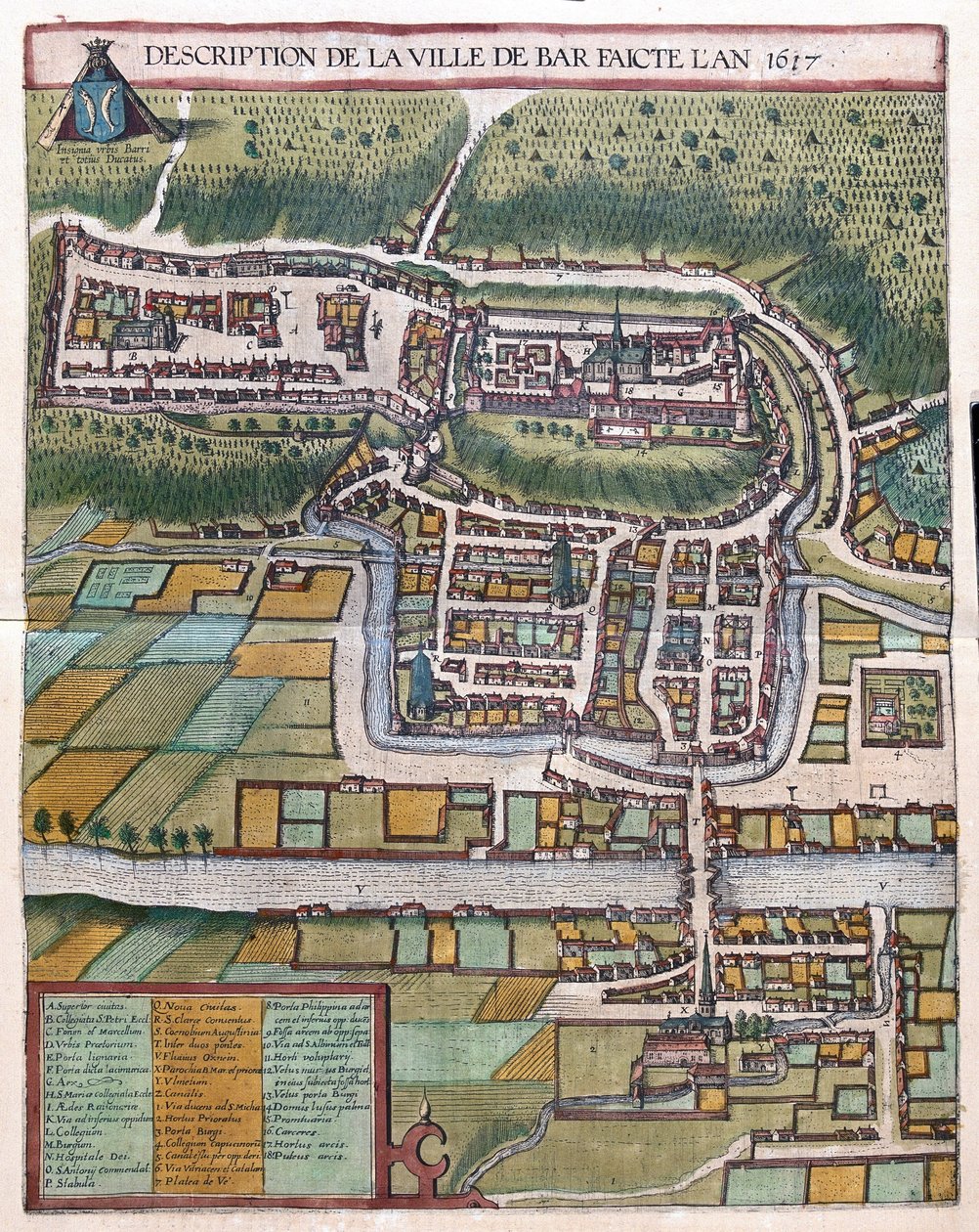 Bar le Duc, Frankrike (gravering av Georg Braun and Hogenberg Franz