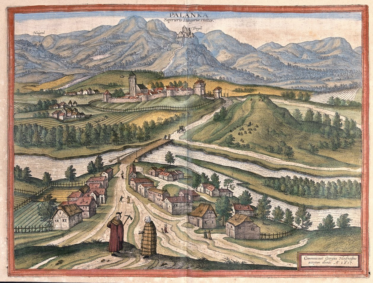 Dregelypalank, Hungary (engraving av Georg Braun and Hogenberg Franz