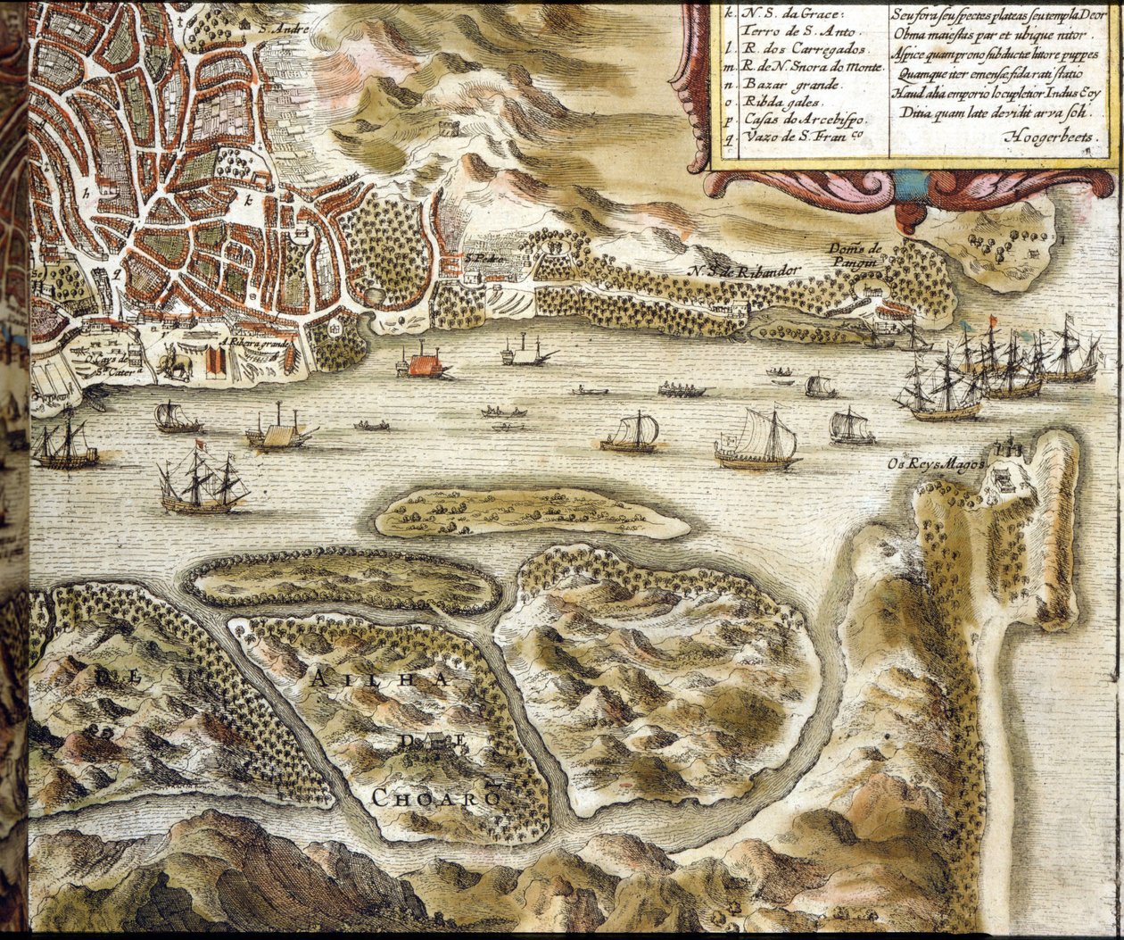 Goa I følge Atlas "Civities of the World" av Braun og Hogenberg av Georg Braun and Hogenberg Franz