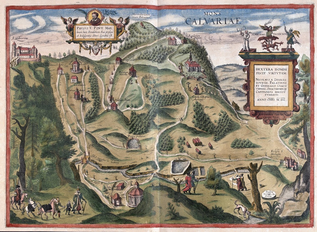 Kalwarya Zebrzydowka (sørøst for Krakow), Polen (gravering av Georg Braun and Hogenberg Franz