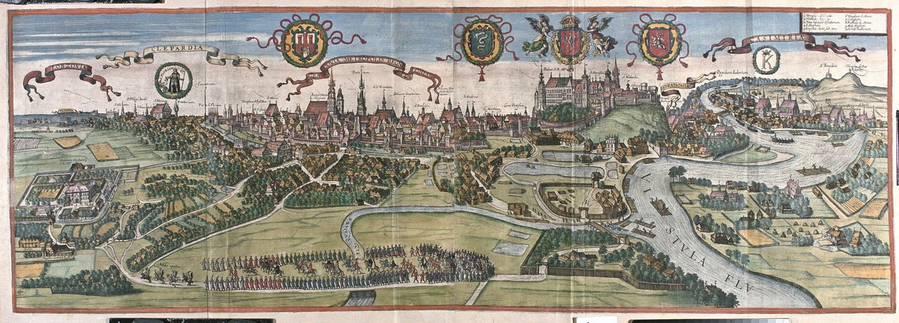 Krakow, Polen (gravering av Georg Braun and Hogenberg Franz