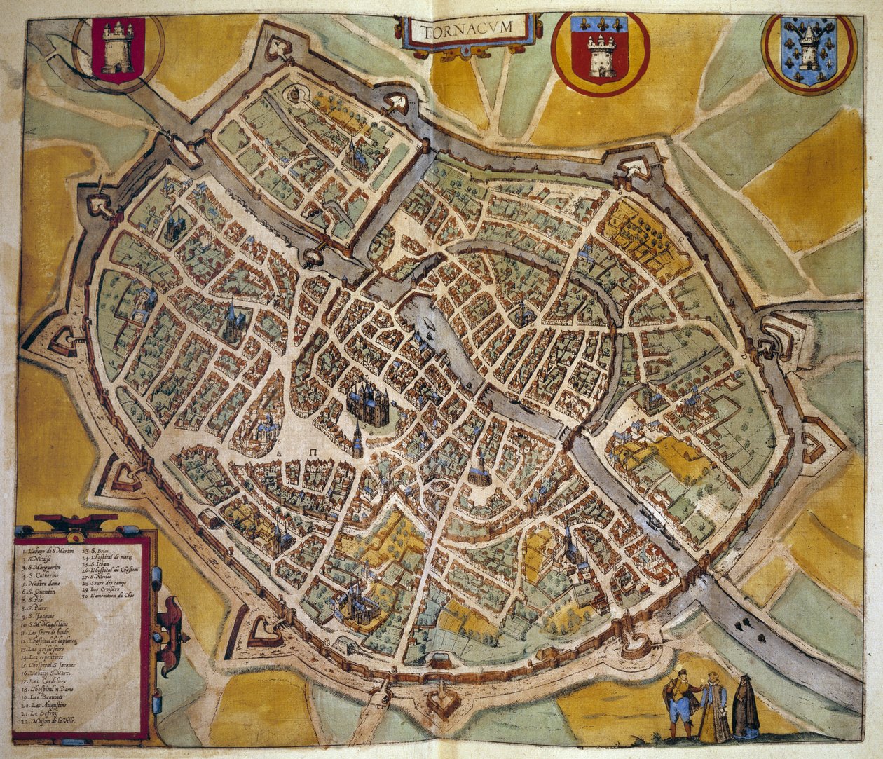 Kart over byen Tours i Frankrike. Gravering fra atlaset til "Braun og Hogenberg"" 1572 av Georg Braun and Hogenberg Franz