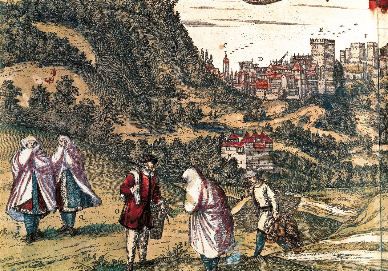 Mauritius of the Alhambra, gravering av George Braun i "Civitatis Orbis Terrarum" skrevet av Franz HOGENBERG (1535-1590), redigert av Gottfried Kempesen i Köln i seks bind av Georg Braun and Hogenberg Franz