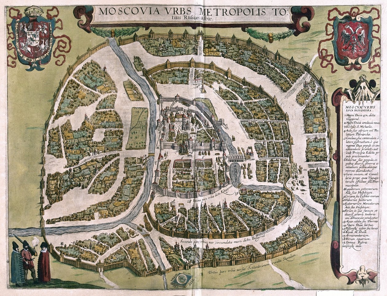 Moskva, Russland (gravering av Georg Braun and Hogenberg Franz