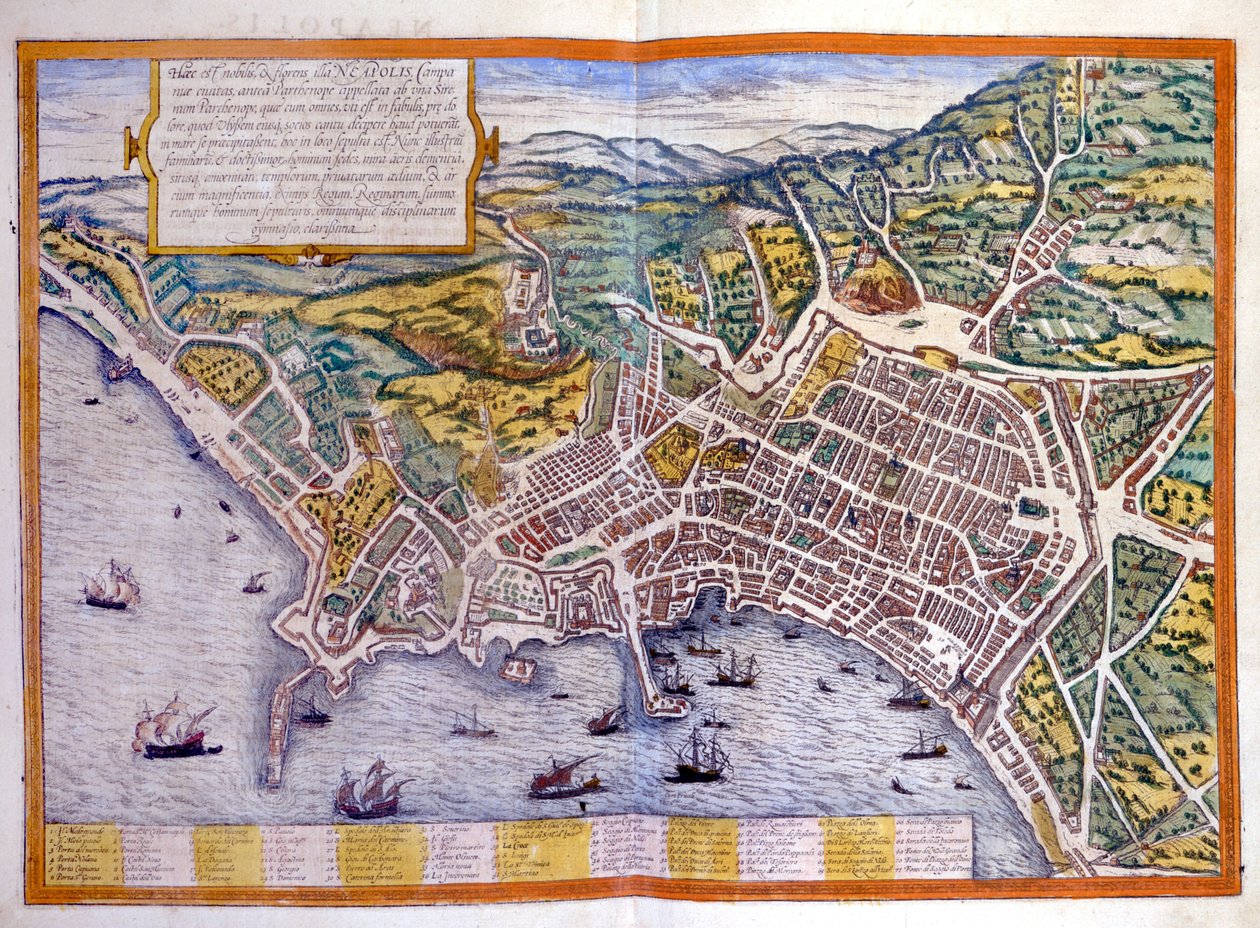 Napoli, atlas over Braun og Hogenberg av Georg Braun and Hogenberg Franz