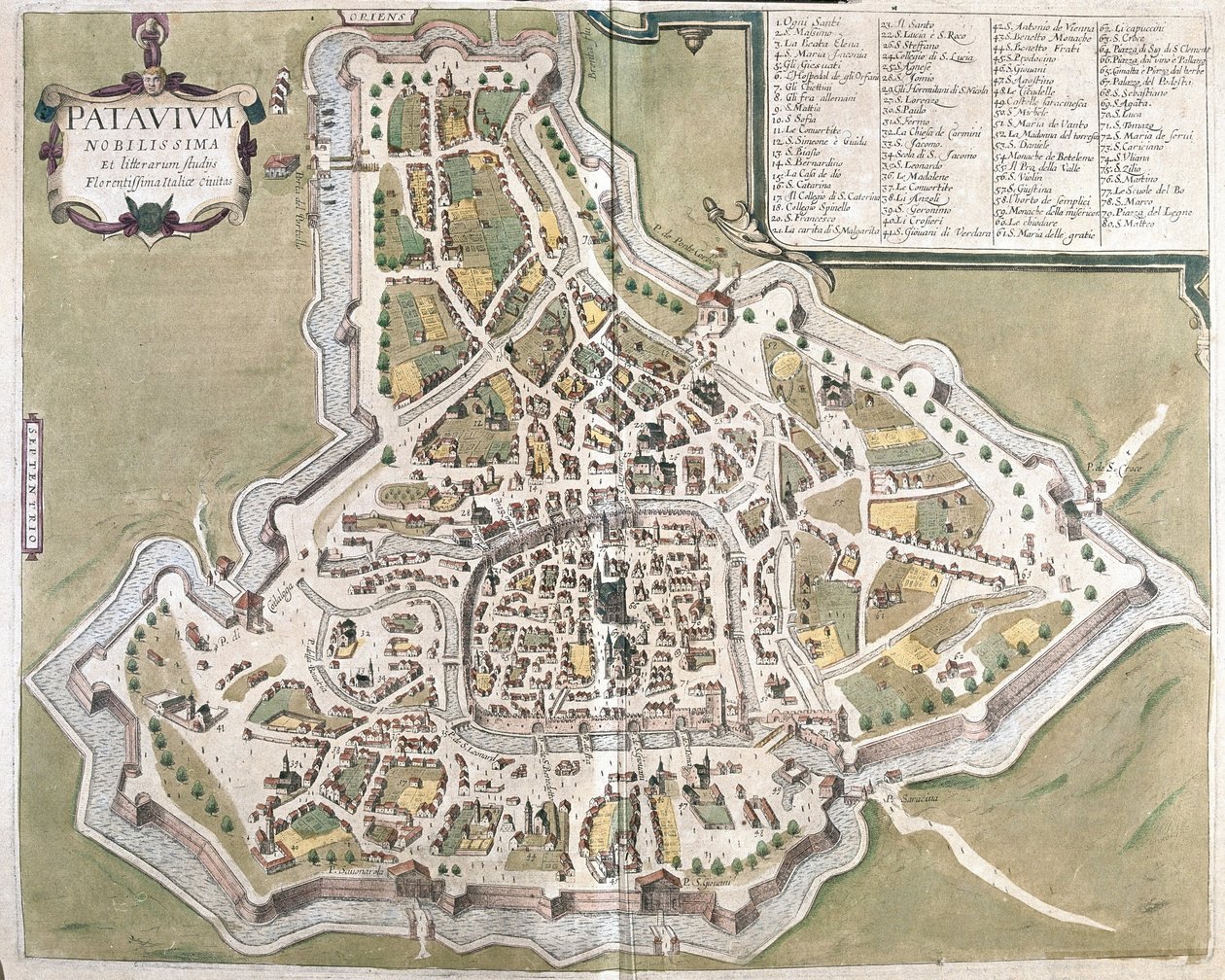 Padua, Veneto-regionen, Italia (gravering av Georg Braun and Hogenberg Franz