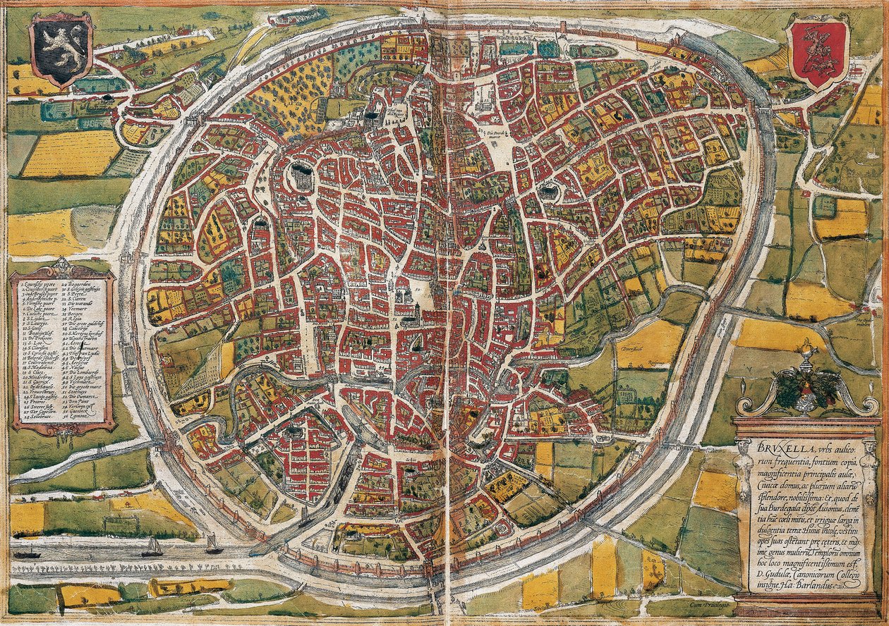 Plan for byen Brussel av Georg Braun and Hogenberg Franz
