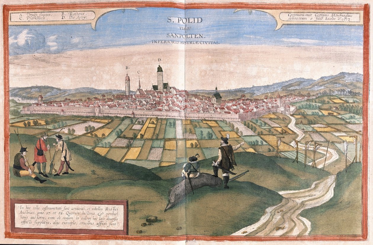 Sankt Polten, Østerrike (gravering av Georg Braun and Hogenberg Franz