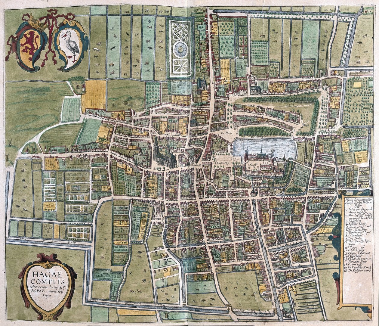 Haag, Nederland (gravering av Georg Braun and Hogenberg Franz