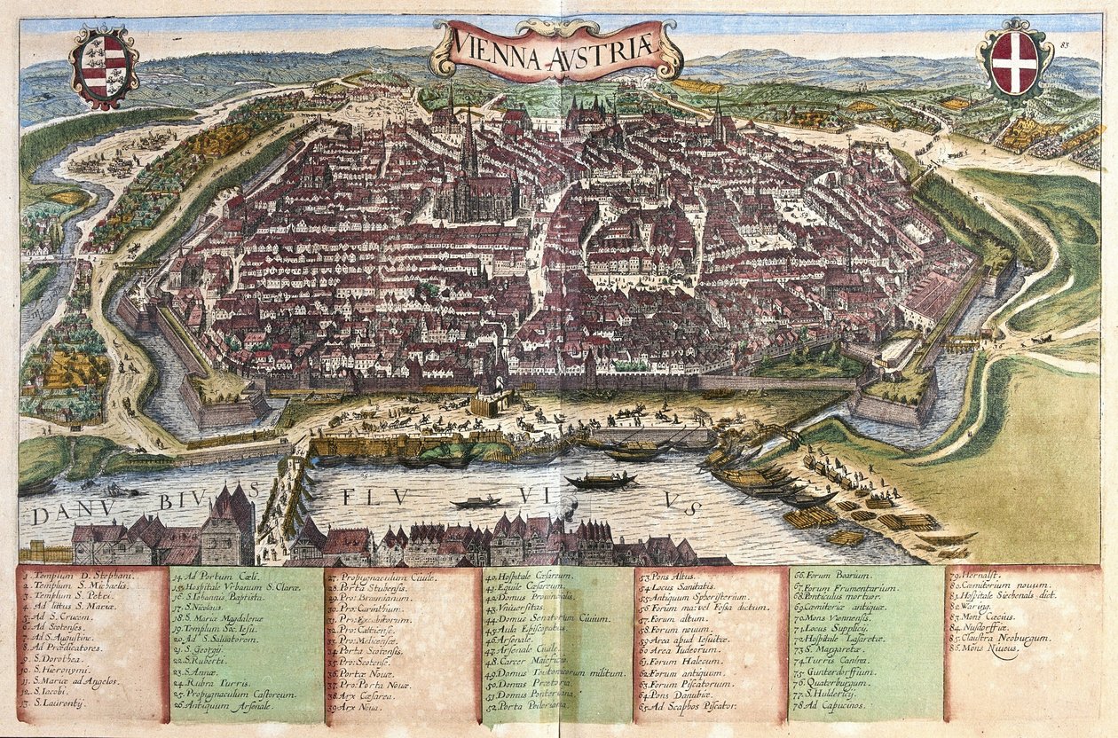 Wien, Østerrike (gravering av Georg Braun and Hogenberg Franz