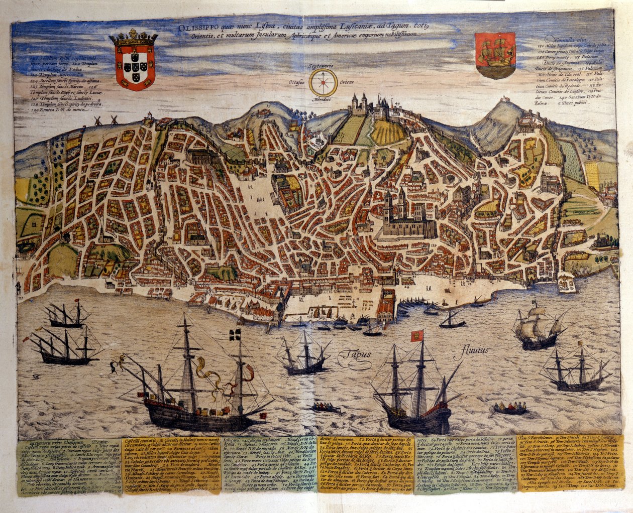 Utsikt over Lisboa på slutten av 1500-tallet. Atlas "Civitates Orbis Terrarum" av Braun & Hogenberg av Georg Braun and Hogenberg Franz