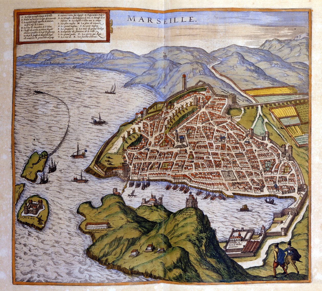 Utsikt over Marseille fra Atlas of Braun og Hogenberg av Georg Braun and Hogenberg Franz
