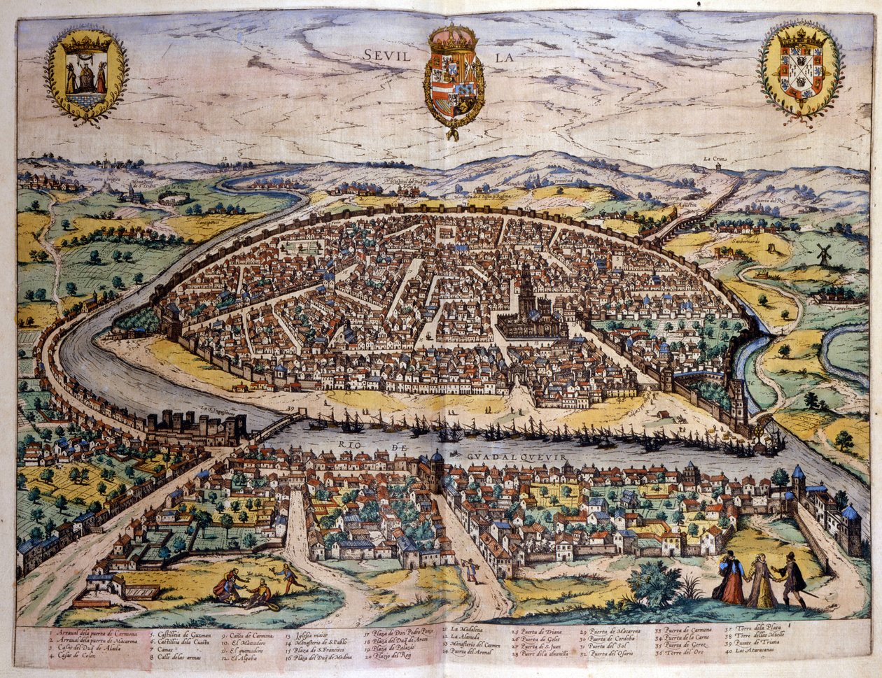 Utsikt over Sevilla fra Atlas of Braun og Hogenberg av Georg Braun and Hogenberg Franz
