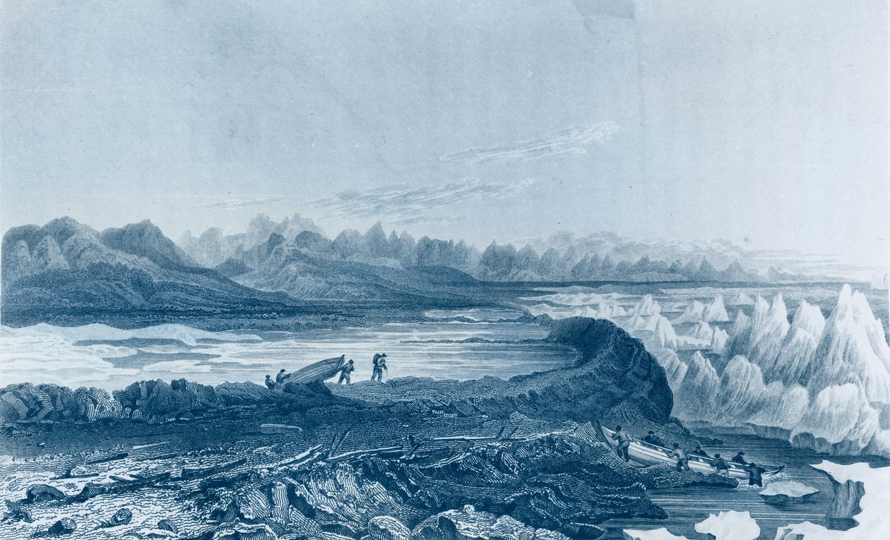 Utsetting av båter over et rev overfor Mount Conybeare, fra 