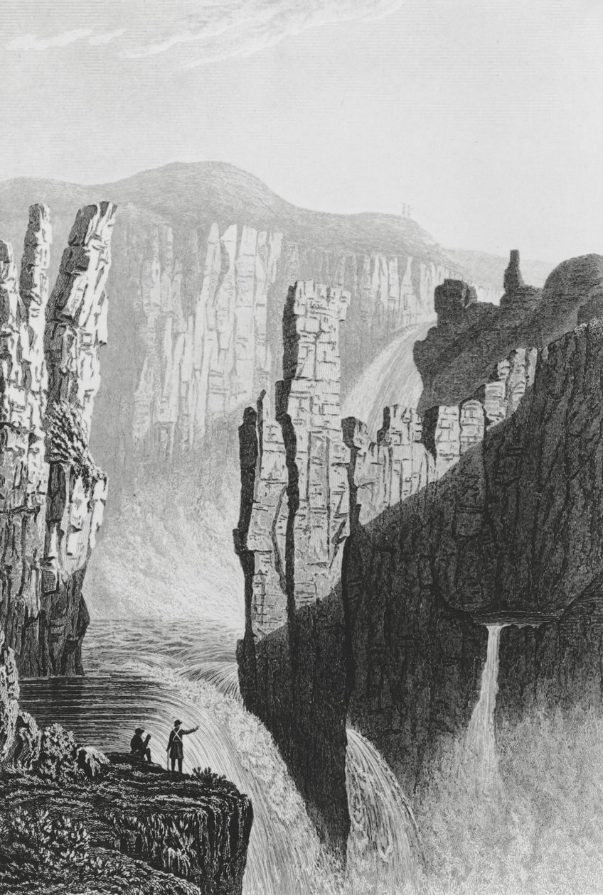 Wilberforce Falls estimert til 250 fot høye, 1823 av George Back