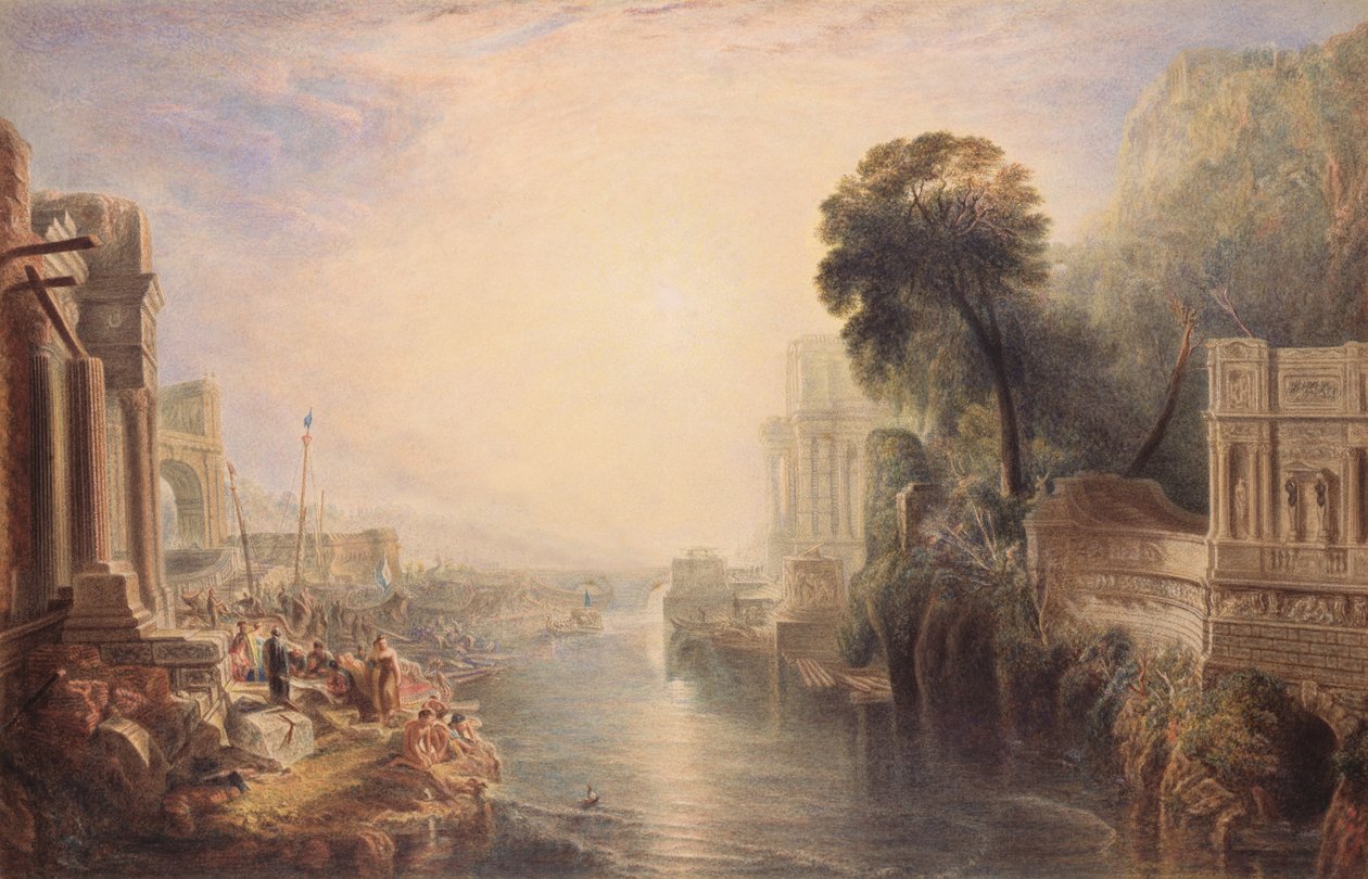 Ruinene av det gamle Roma, ca. 1820 (wc og gummi arabic på papir) av George Barret