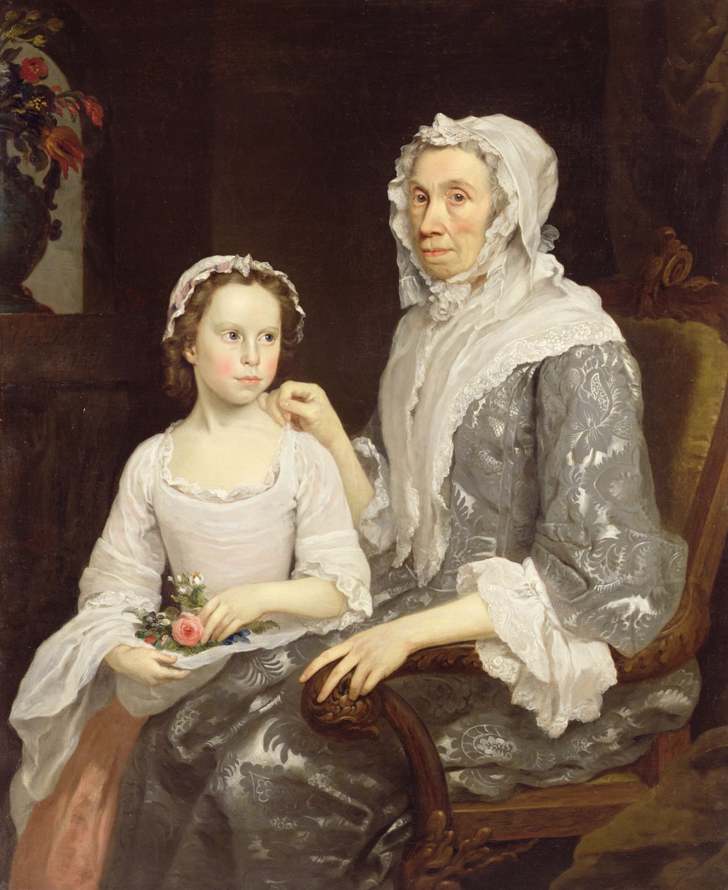 Portrett av en eldre dame og en ung jente av George Beare