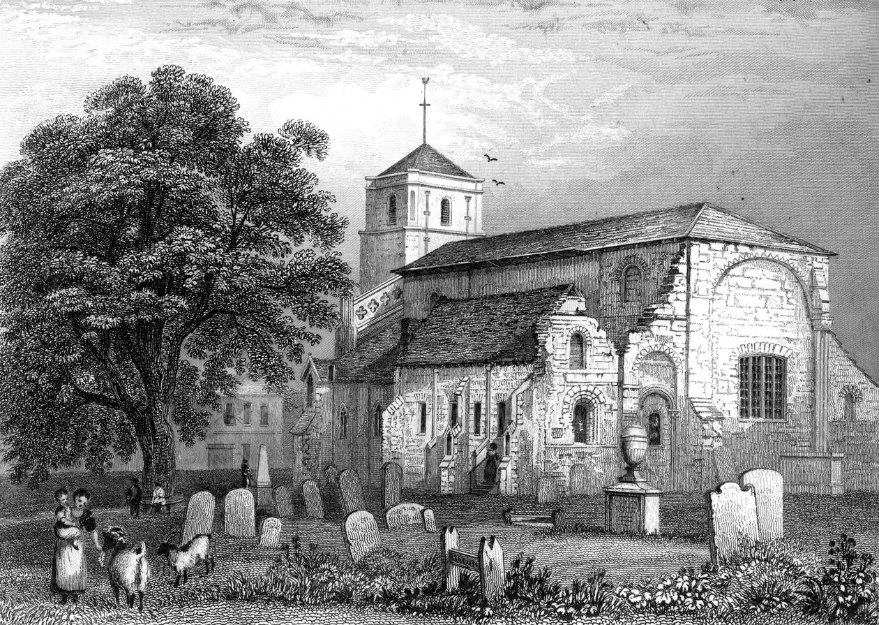 Waltham Abbey Church, Essex, gravert av John Rogers, 1831 av George Bryant Campion