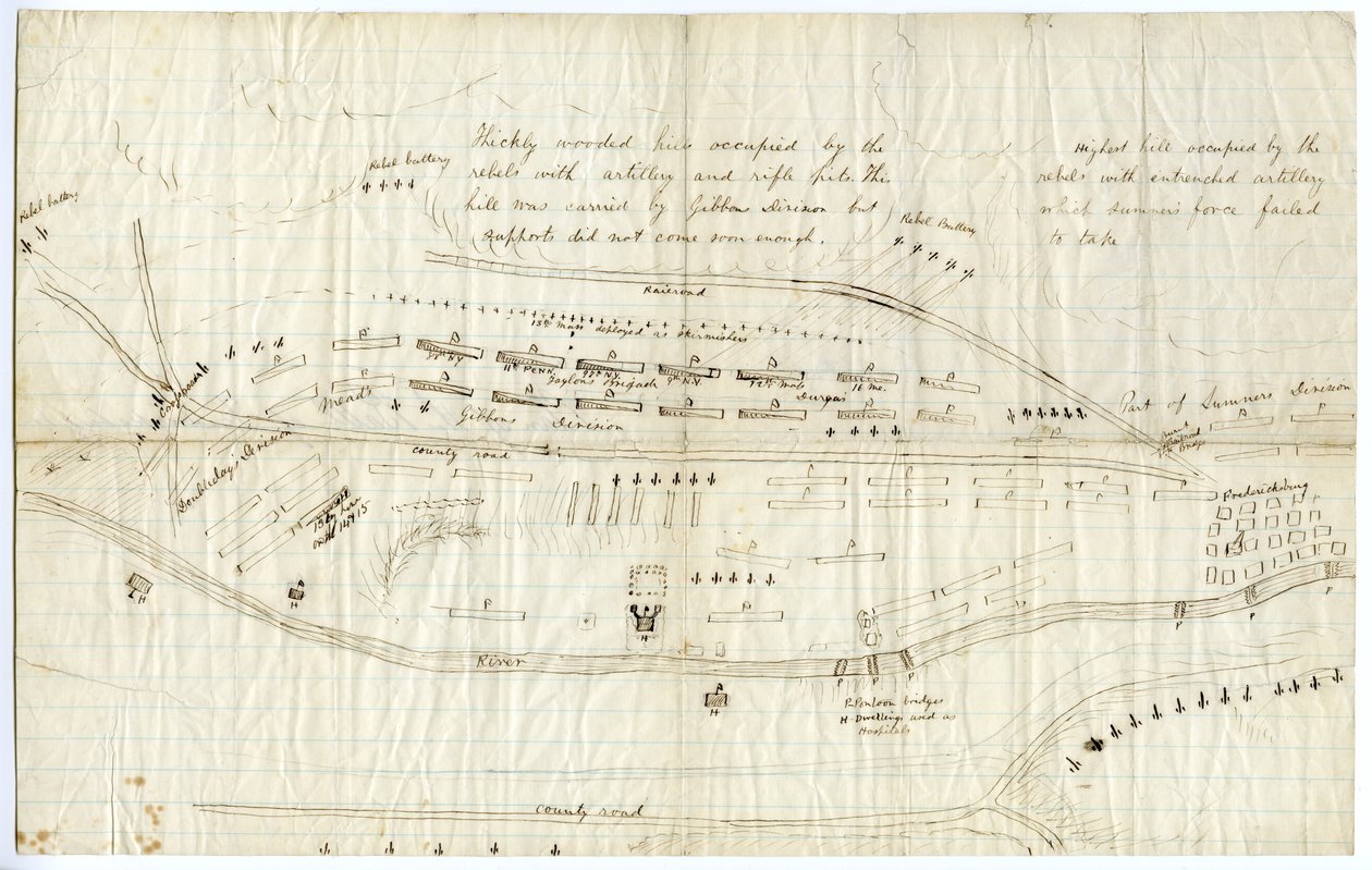 Kart over Fredericksburg, ca. desember 1862 av George Bush