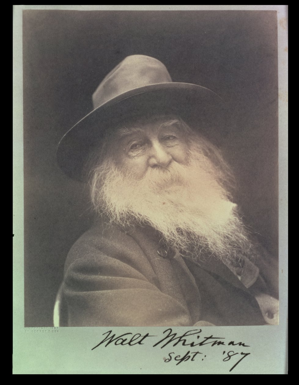 'The Laughing Philosopher', et portrett av Walt Whitman (1819-91) september 1887 av George C. Cox