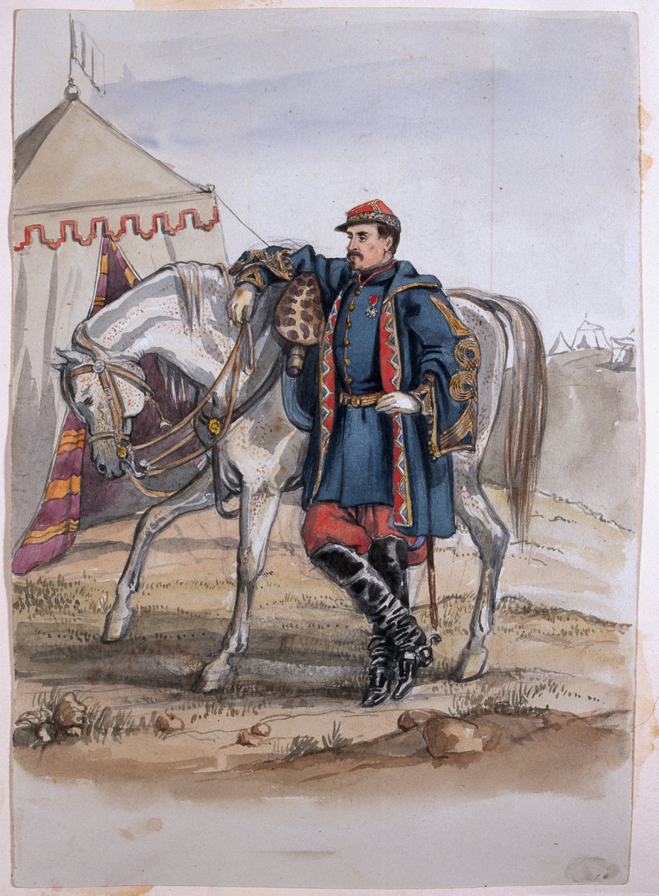 Portrett av General Clers, tidligere sjef for Zouaves, fra et album med malerier og skisser kjent som 