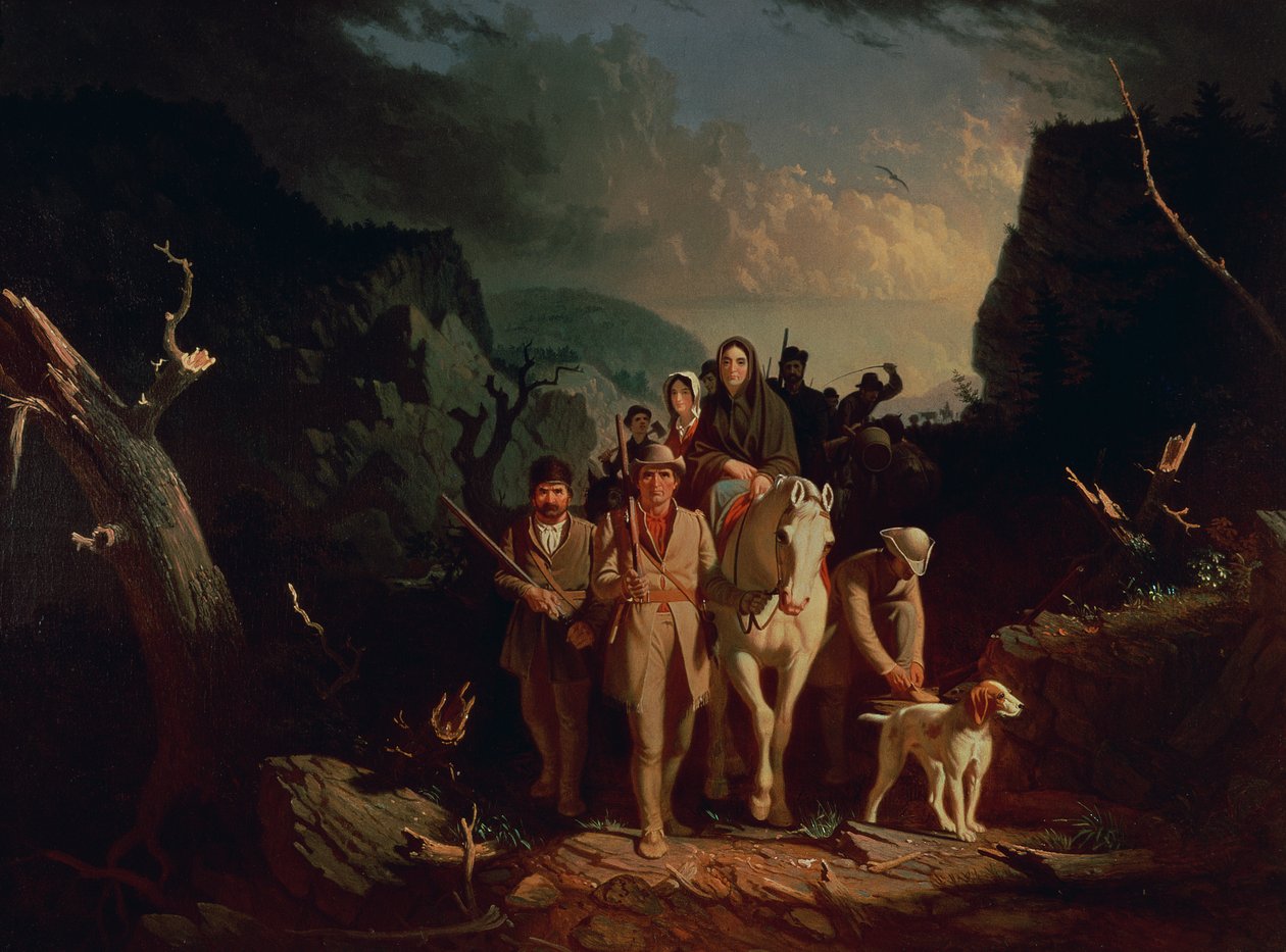 Daniel Boone eskorterte nybyggere gjennom Cumberland Gap, 1851-52 av George Caleb Bingham