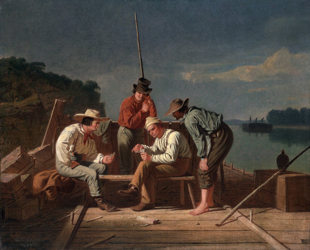 In a Quandary, eller Mississippi Raftsmen at Cards, 1851 av George Caleb Bingham