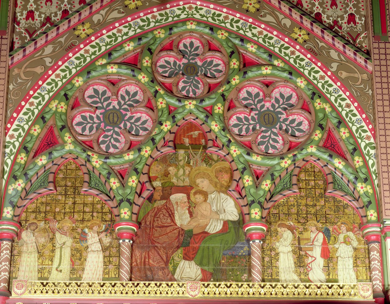 Tilbedelse av Magi, altertavle, til design av William Morris og Sir Edward Burne-Jones, 1861-62 av George Campfield