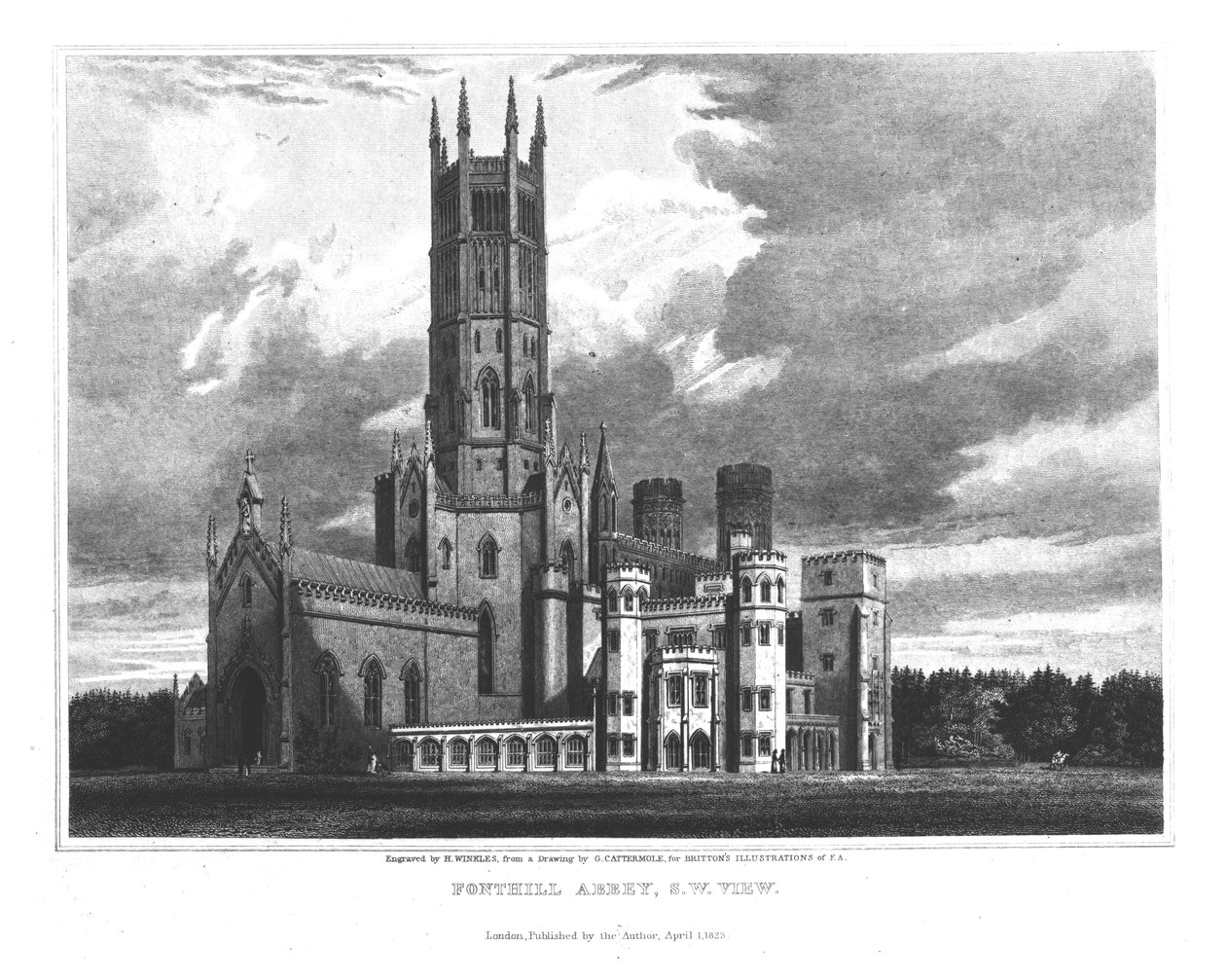Fonthill Abbey fra sør-vest, fra 