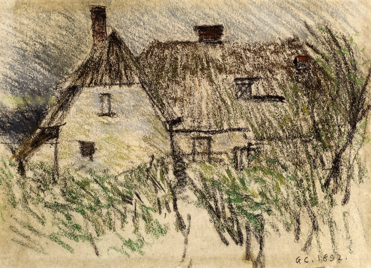 Hytte nær Walberswick, Suffolk, 1892 (kritt på papir) av George Clausen