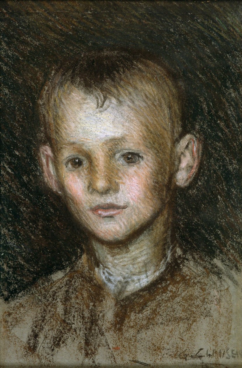 Studie av en gårdsgutt (pastell på papir) av George Clausen