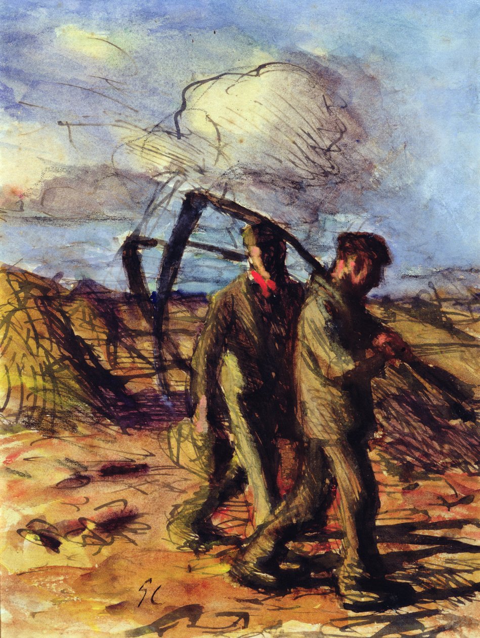 Gressklipperne (penn, blekk og vask på papir) av George Clausen