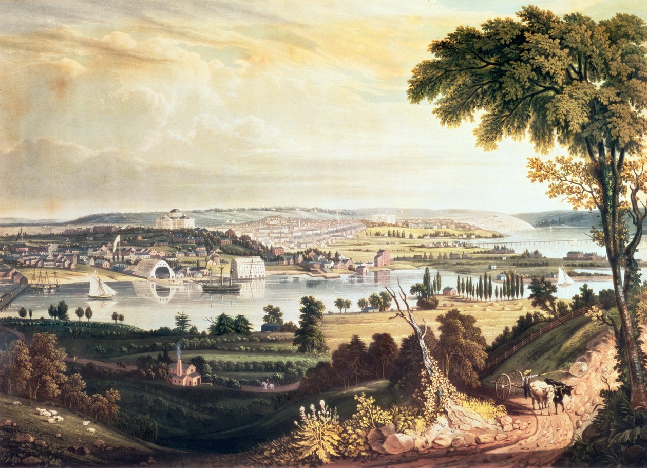The City of Washington fra hinsides Navy Yard, gravert av William James Bennett, ca. 1824 (akvatint) av George Cooke