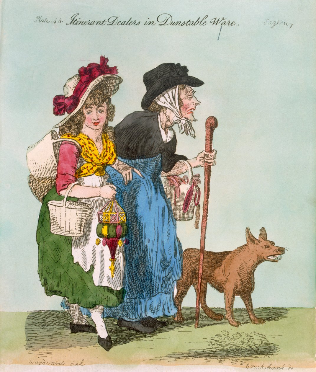 Omreisende forhandlere i Dustable Ware, 1796 (håndfarget etsning) av George Cruikshank