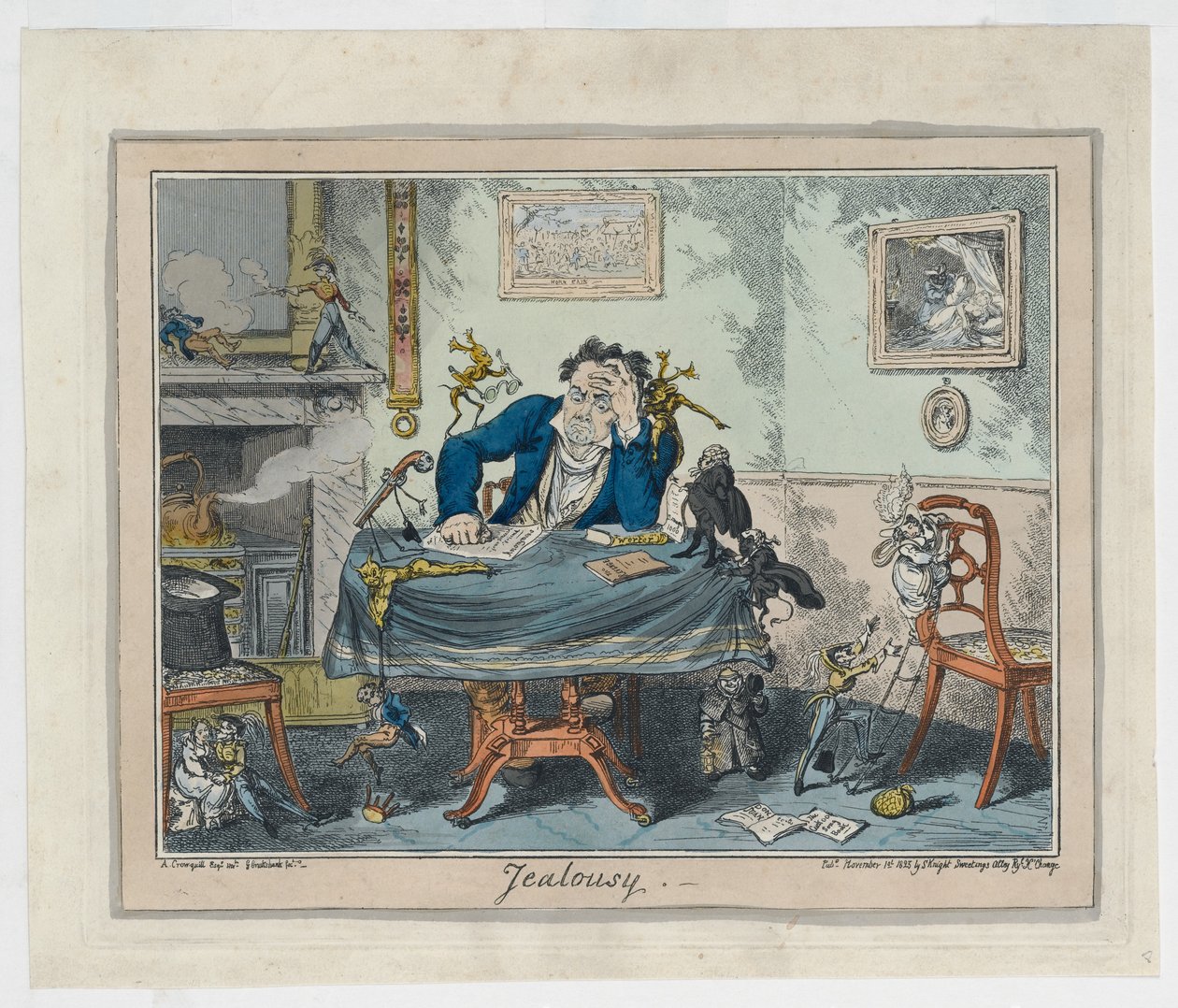 Sjalusi, 1825 (håndfarget gravering) av George Cruikshank