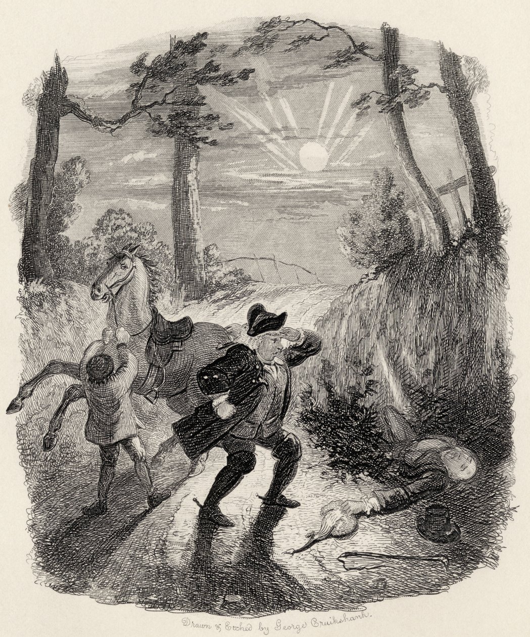 Jerry Jarvis's Wig, fra 'The Ingoldsby Legends' av Thomas Ingoldsby, utgitt av Richard Bentley und Son, 1887 av George Cruikshank
