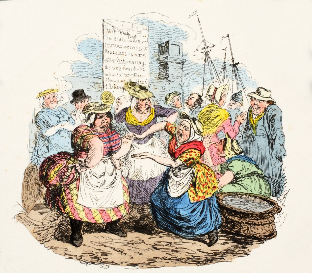 Språk, 1826 (håndfarget gravering) av George Cruikshank