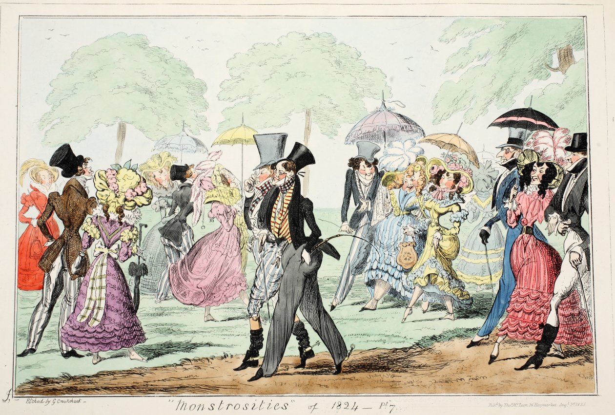 'Monstrosities' fra 1824, 1835 (håndfarget gravering) av George Cruikshank