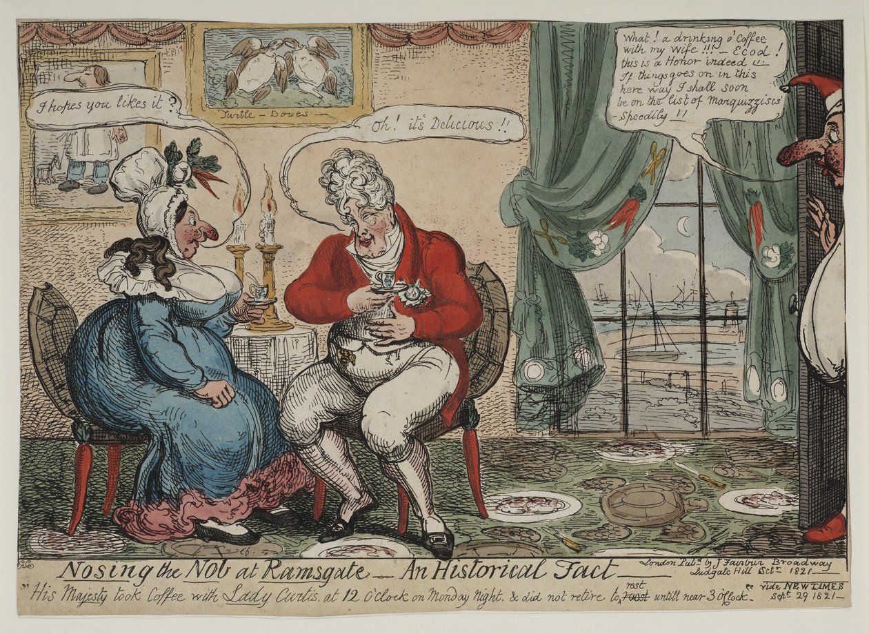Nosing the nob ved Ramsgate - et historisk faktum, 1821 av George Cruikshank