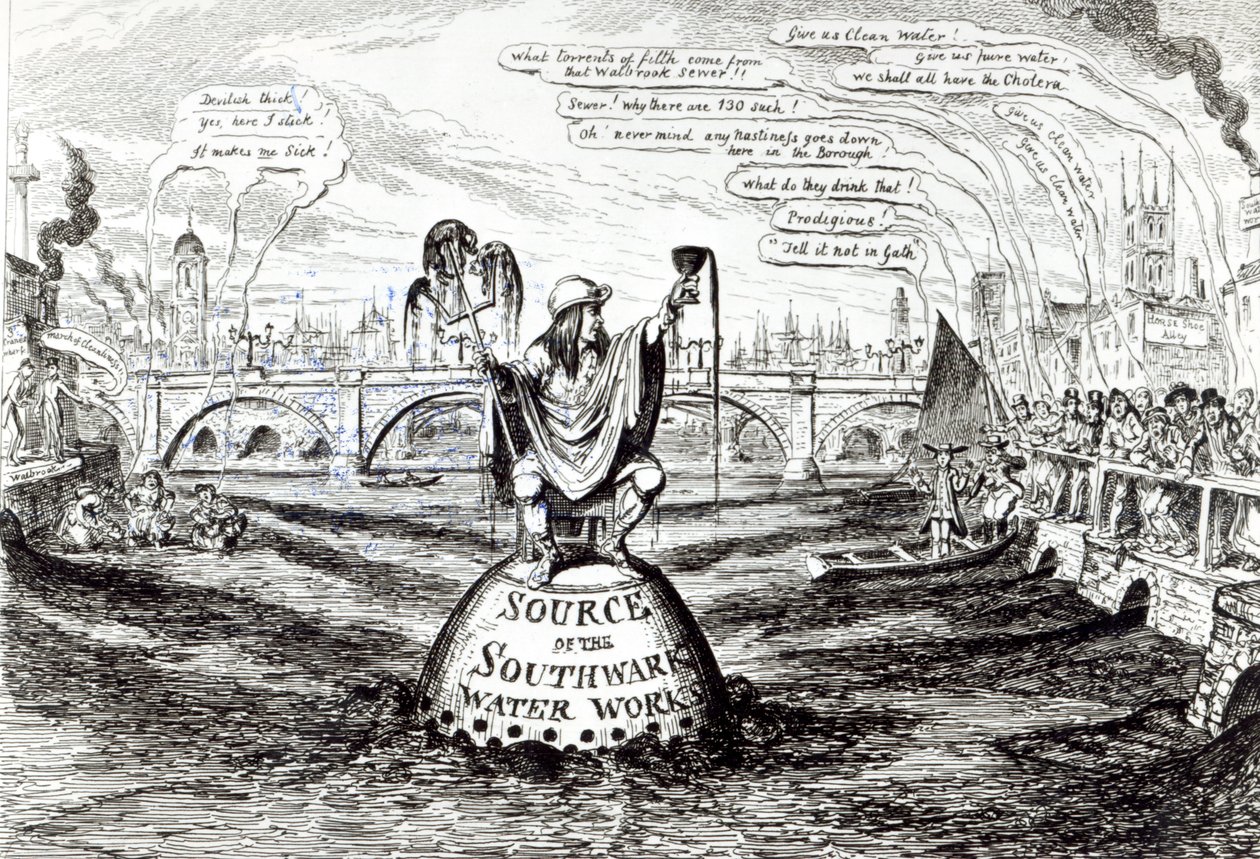 Satirisk tegneserie om Southwark Water Company, 1832 av George Cruikshank