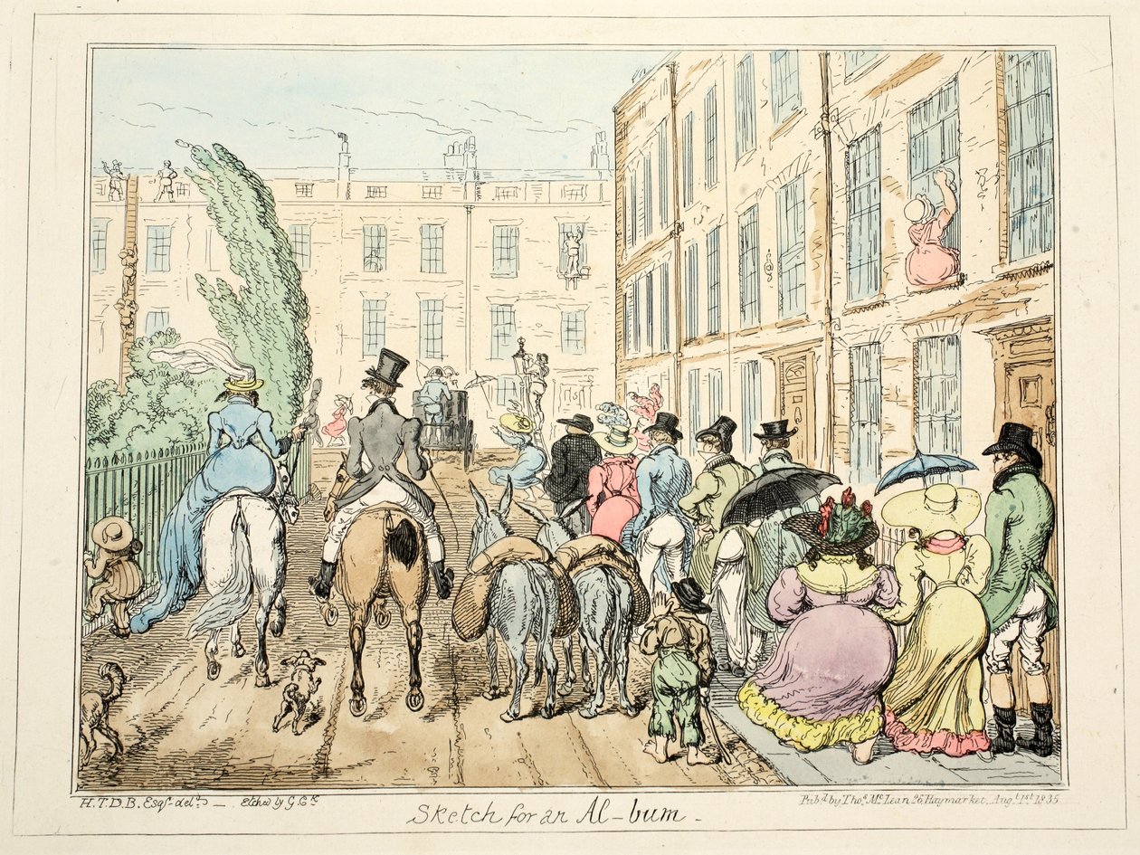 Skisse for en album, pub. 1835 (håndfarget gravering) av George Cruikshank