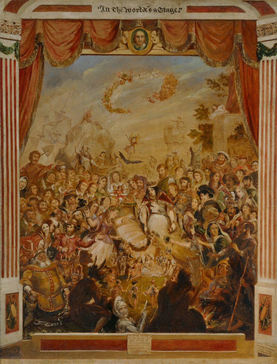William Shakespeares første opptreden på scenen i Globe Theatre av George Cruikshank