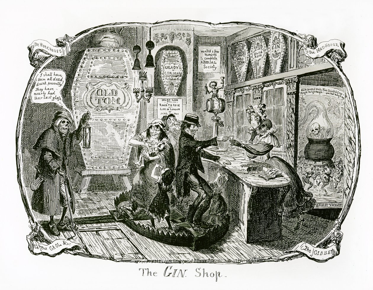 Ginbutikken, 1829 av George Cruikshank